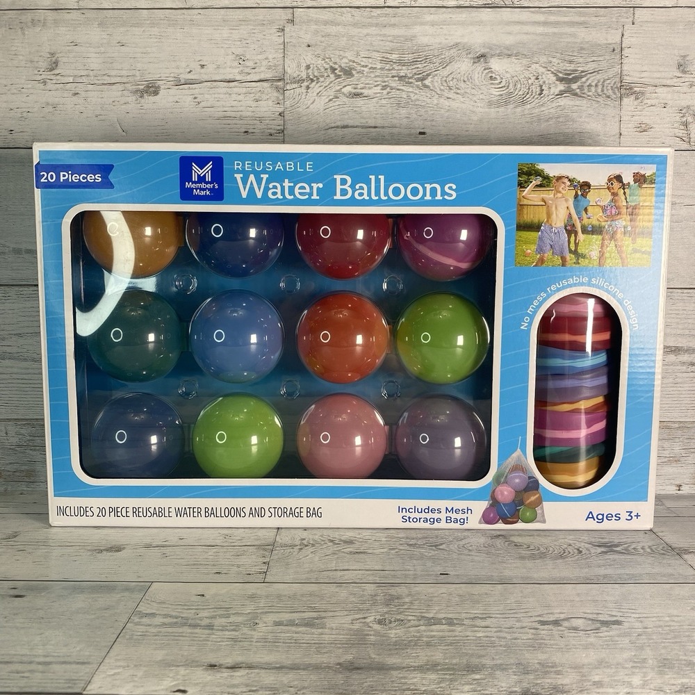Members Mark Reusable Water Balloons 20 Pack Mesh Bag Hidden Magnetic Silicone